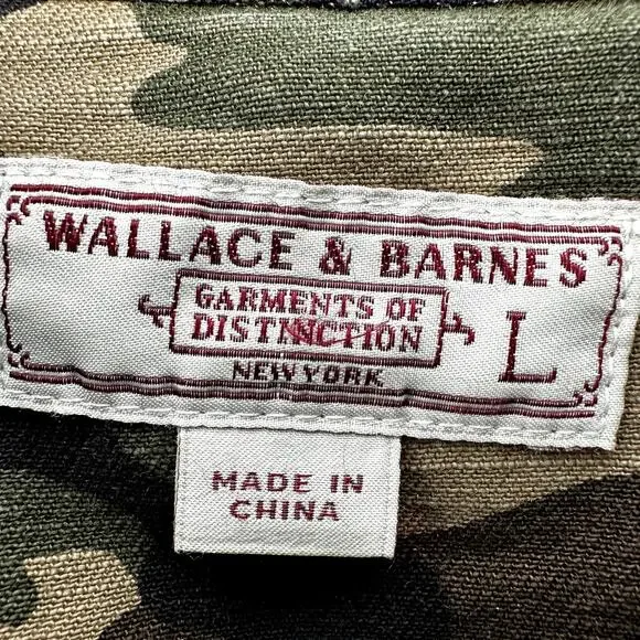 Wallace & Barnes J.Crew Shirt Jacket Camouflage Cotton Canvas Zip Up Green Large
